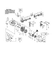 Cylinder/Fuel Tank/Crankcase Diagram and Parts List for FEATHERLITE SST PLUS Type 2 Weed Eater Trimmer